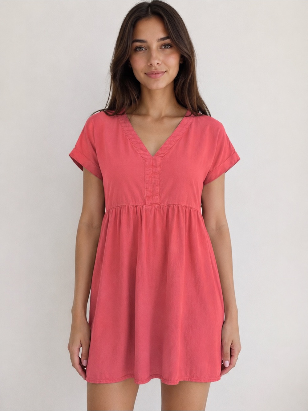 Briggs New York Coral V-Neck Cotton Girls' Dress